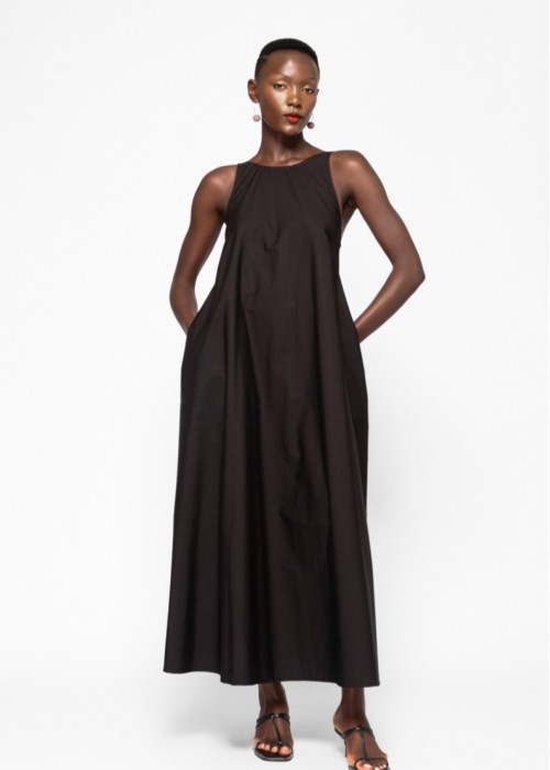 cotton dress open back  in black