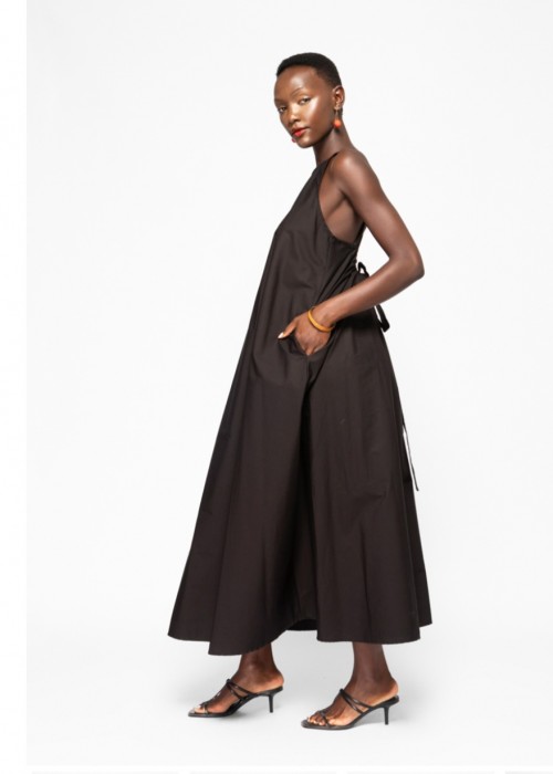 cotton dress open back in black cotton dress open back in black